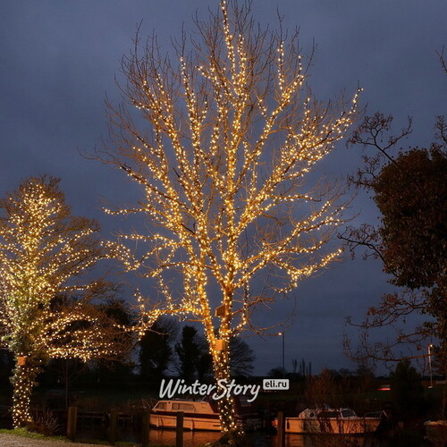 Гирлянды на дерево Клип Лайт Quality Light 30 м, 300 экстра теплых белых LED ламп, прозрачный ПВХ, IP44 BEAUTY LED