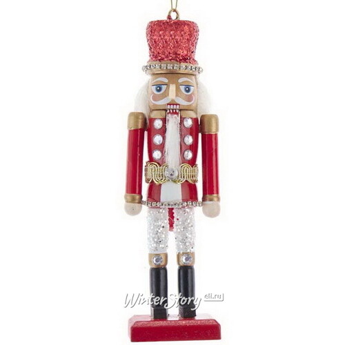 Елочная игрушка Храбрый Щелкунчик в красной шапке 15 см, подвеска Kurts Adler