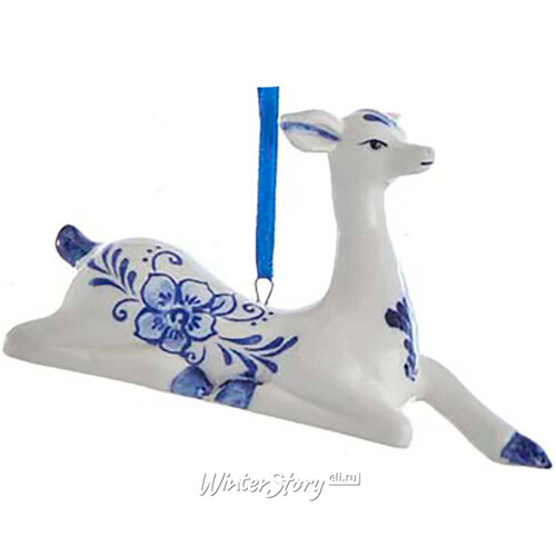 Елочная игрушка Делфтский олененок Фабиан 8 см, подвеска Kurts Adler