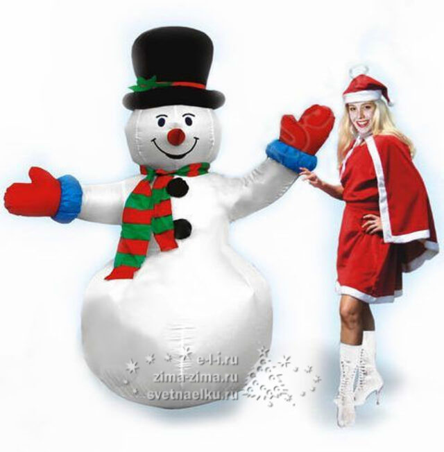 Снеговик в цилиндре (с подсветкой), 1,8 м