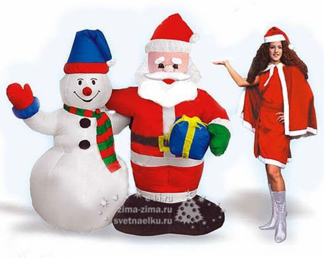 Дед Мороз со снеговиком (с подсветкой), 1,8м