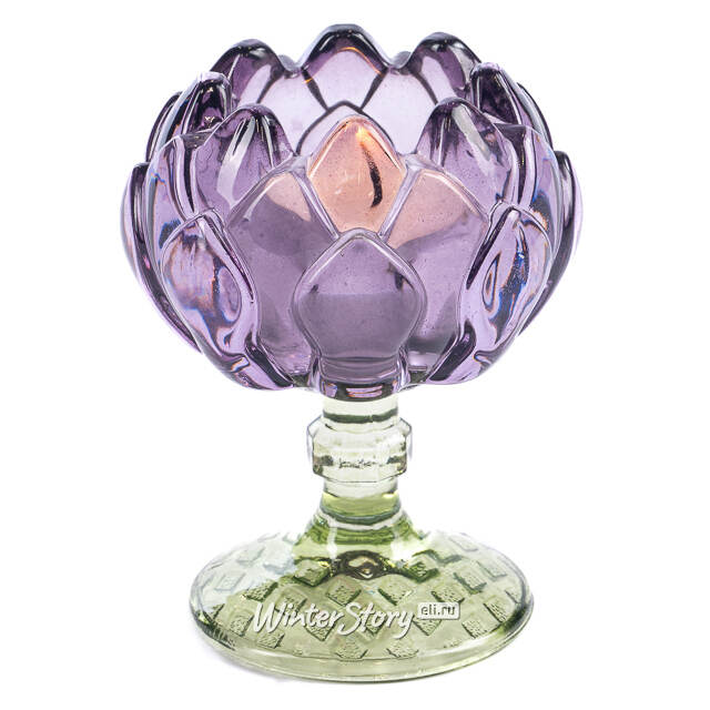 Стеклянный подсвечник-бокал Артишок 11 см сиреневый Goodwill (Гудвилл)
