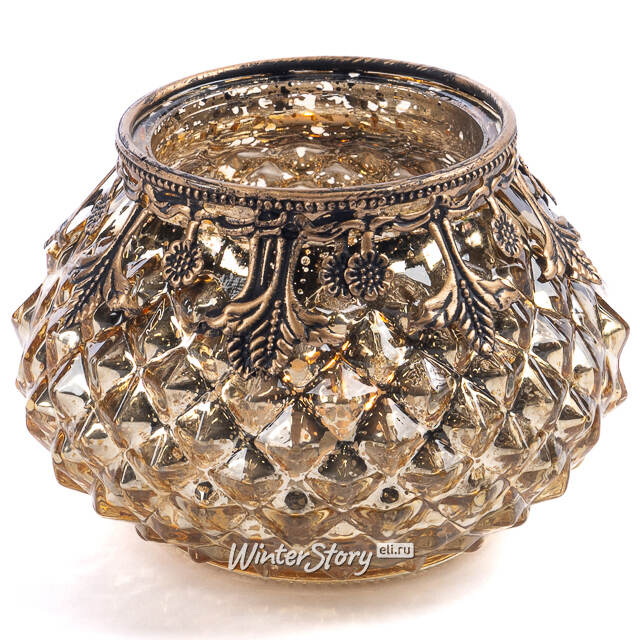 Стеклянный подсвечник стакан Bagliore Dorato - Opera di Luce 8 см Goodwill