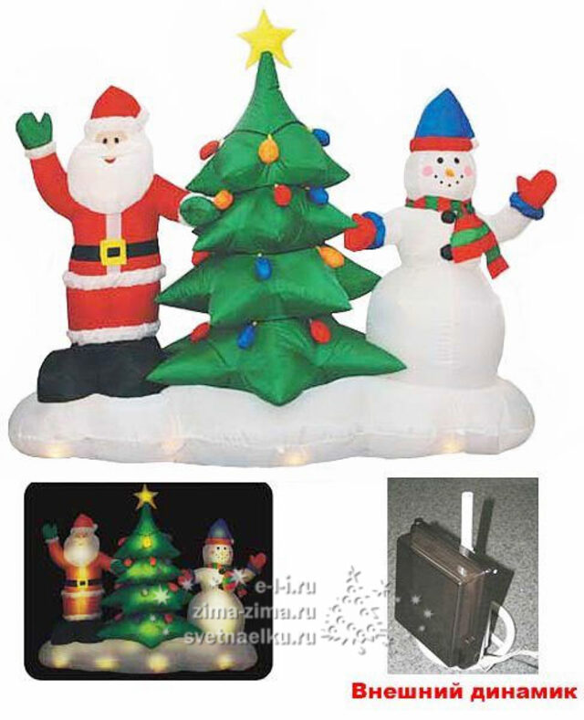 Дед Мороз, Снеговик, Елка (подстветка), 1.8м