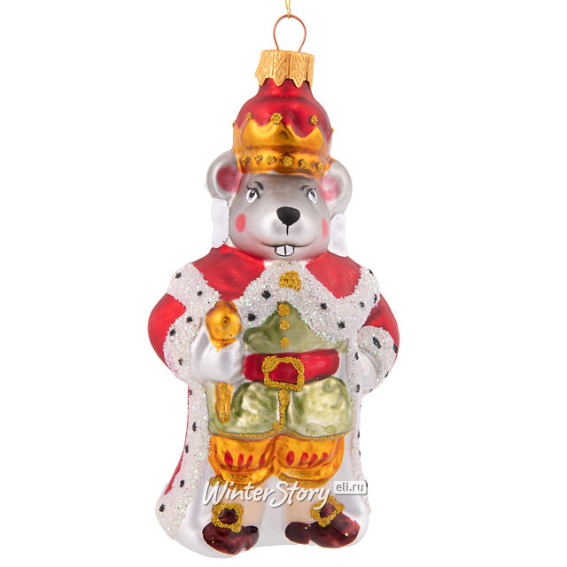 Стеклянная елочная игрушка Мышиный Король 13 см, подвеска Коломеев
