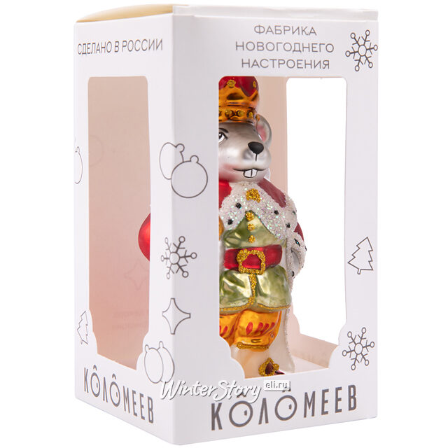 Стеклянная елочная игрушка Мышиный Король 13 см, подвеска Коломеев