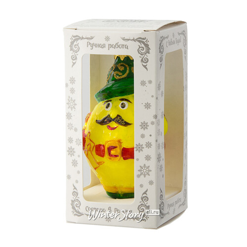 Стеклянная елочная игрушка Сеньор Лимон 9 см, подвеска Коломеев