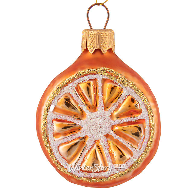 Стеклянная елочная игрушка Золотистый Апельсин 6 см, подвеска Коломеев