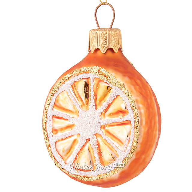 Стеклянная елочная игрушка Золотистый Апельсин 6 см, подвеска Коломеев