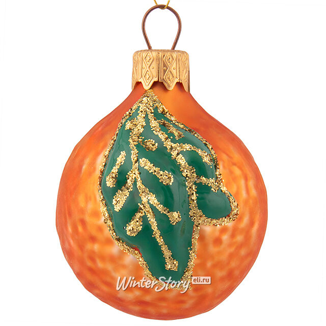 Стеклянная елочная игрушка Золотистый Апельсин 6 см, подвеска Коломеев