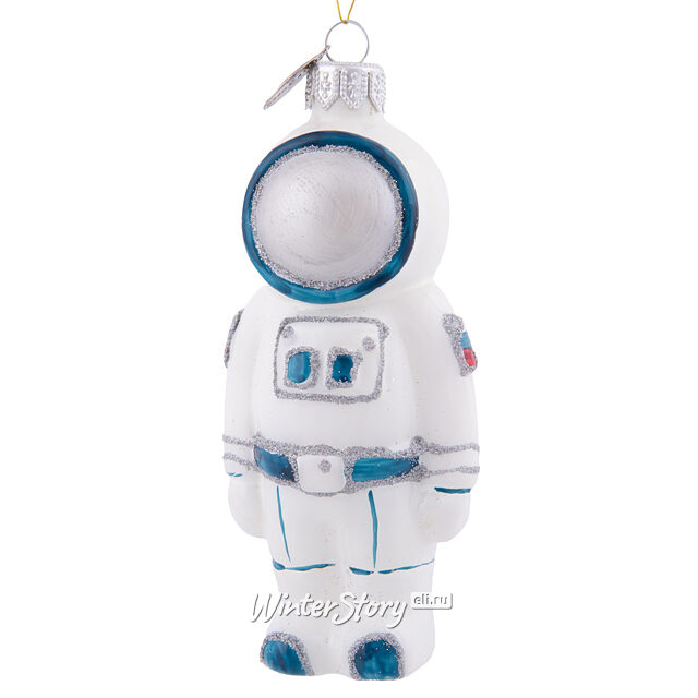 Стеклянная елочная игрушка Космонавт 12 см, подвеска Коломеев