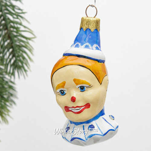 Стеклянная елочная игрушка Клоун Гаврош 8 см, подвеска Коломеев