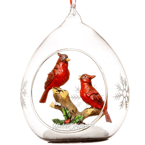 Стеклянный шар с композицией Птички 8*7*11 см, подвеска Forest Market