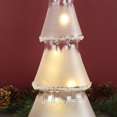 Новогодний светильник Елочка Люкке 23 см, 10 тёплых белых LED ламп, на батарейках, стекло Peha