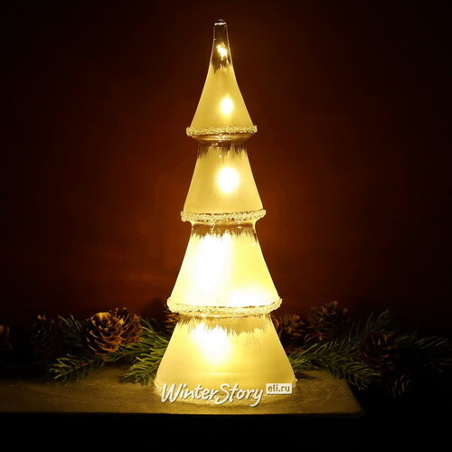 Новогодний светильник Елочка Люкке 23 см, 10 тёплых белых LED ламп, на батарейках, стекло Peha