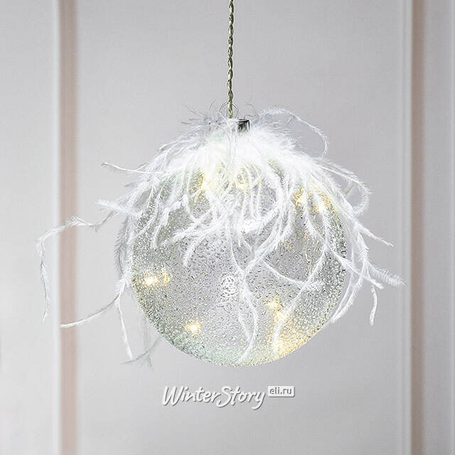 Подвесной светильник Шар Жирардо 12 см, 10 теплых белых LED ламп, стекло, на батарейках Peha