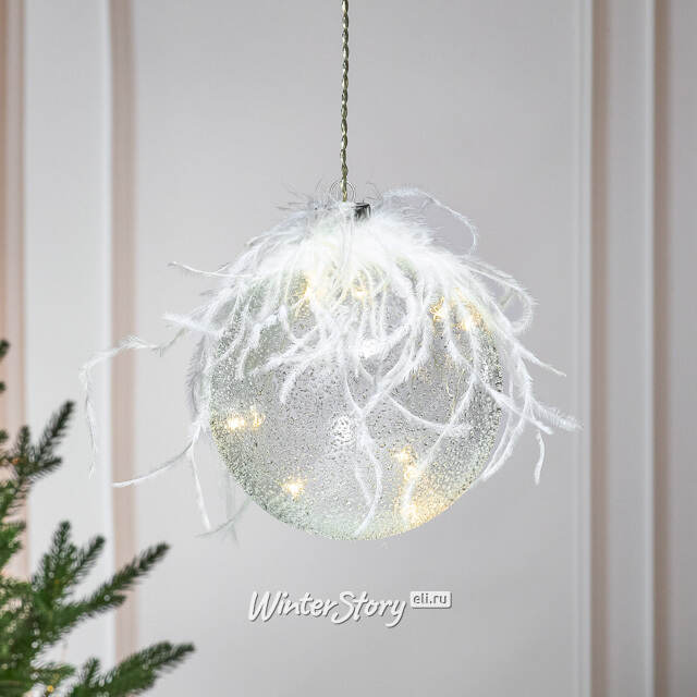 Подвесной светильник Шар Жирардо 12 см, 10 теплых белых LED ламп, стекло, на батарейках Peha