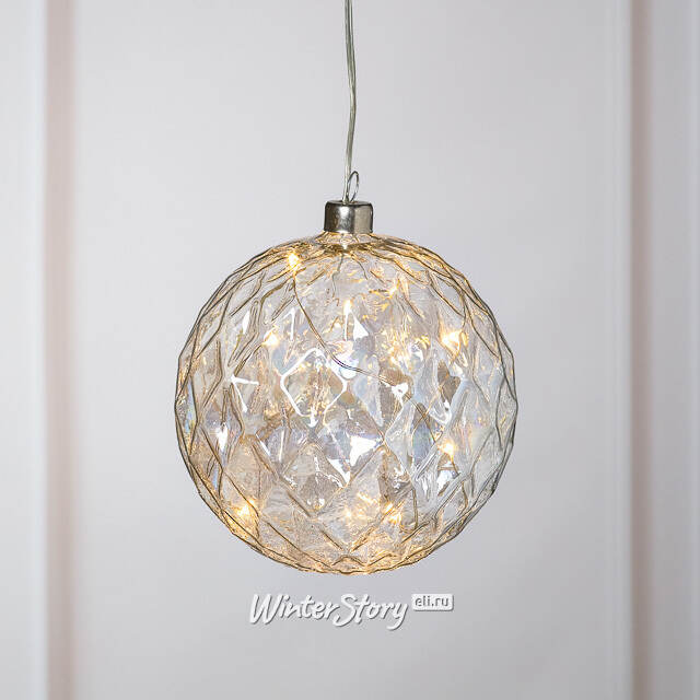 Декоративный подвесной светильник Шар Noah 12 см, 10 теплых белых LED ламп, на батарейках Peha