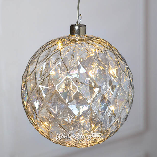 Декоративный подвесной светильник Шар Noah 12 см, 10 теплых белых LED ламп, на батарейках Peha