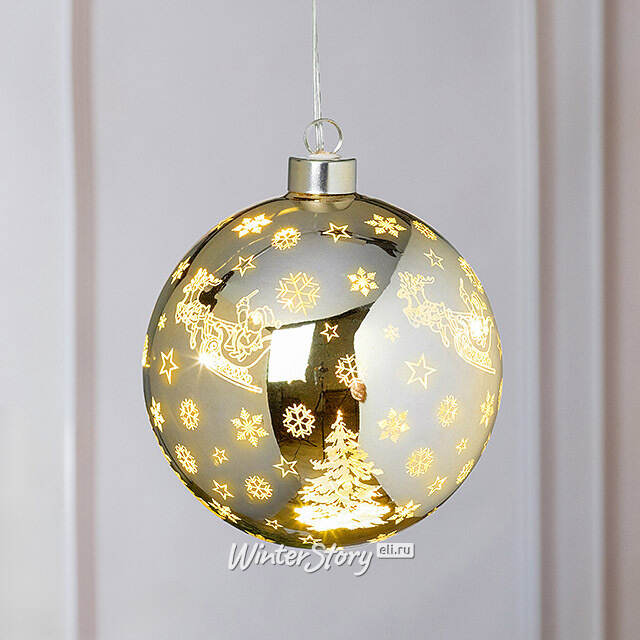 Светящийся елочный шар Одри 12 см, на батарейках Peha