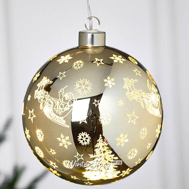 Светящийся елочный шар Одри 12 см, на батарейках Peha