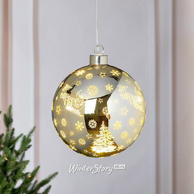 Светящийся елочный шар Одри 12 см, на батарейках Peha