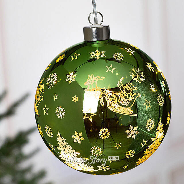 Светящийся елочный шар Эрмиро 12 см, на батарейках Peha