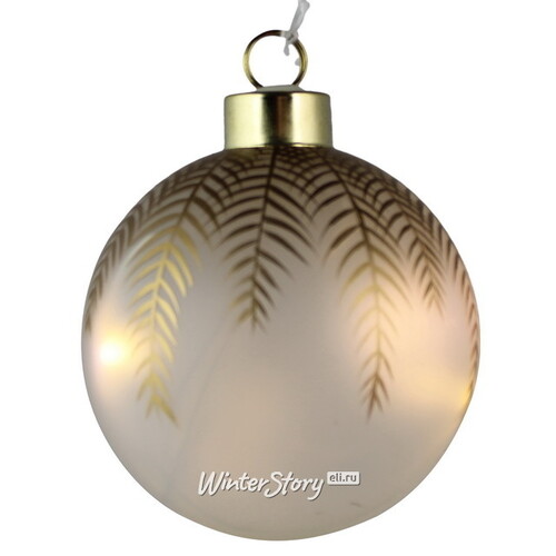 Светящийся елочный шар Бруно 8 см, 4 теплых белых LED ламп, на батарейках, стекло Peha