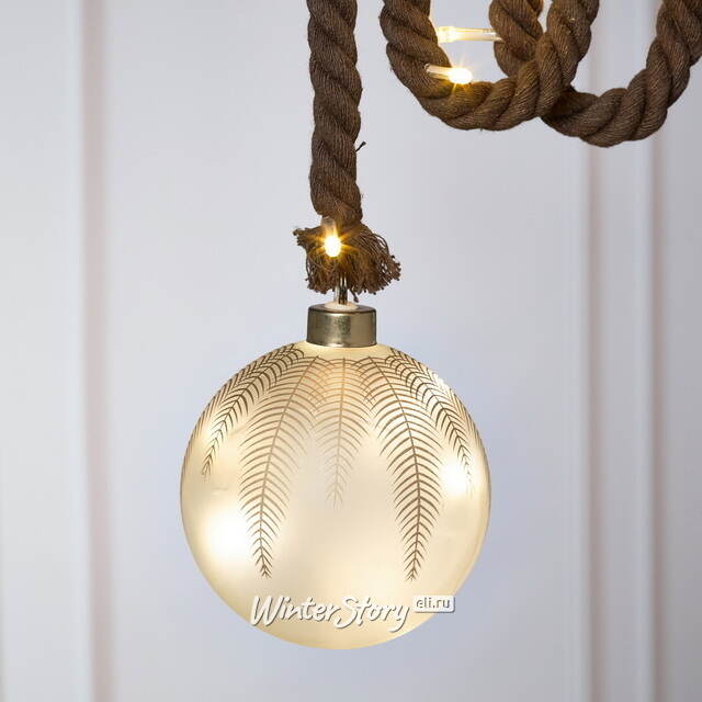 Декоративный подвесной светильник Шар Бруно 10 см, 10 теплых белых LED ламп, на батарейках Peha