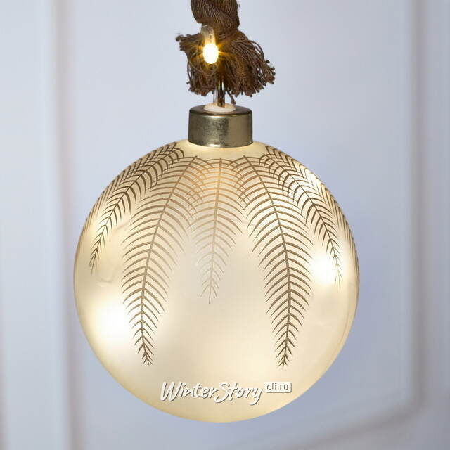 Декоративный подвесной светильник Шар Бруно 10 см, 10 теплых белых LED ламп, на батарейках Peha