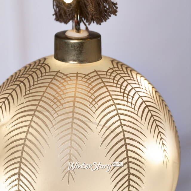 Декоративный подвесной светильник Шар Бруно 10 см, 10 теплых белых LED ламп, на батарейках Peha