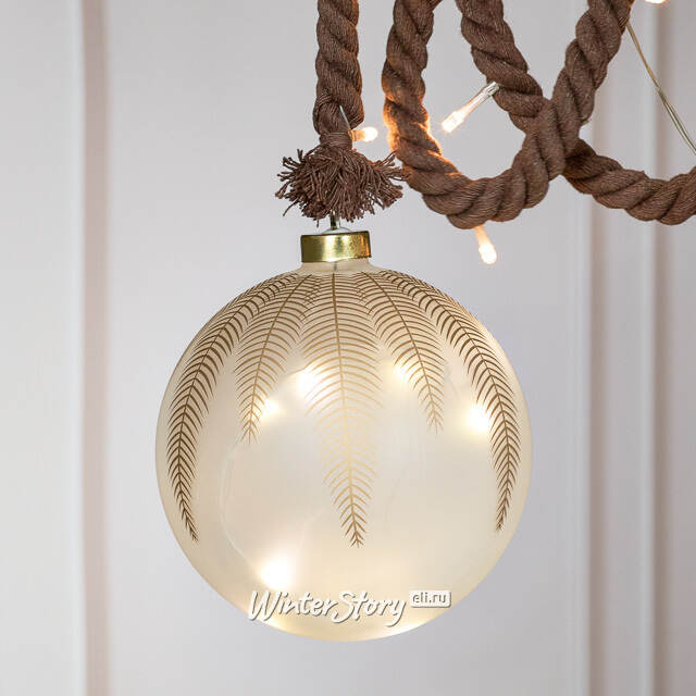 Декоративный подвесной светильник Шар Бруно 14 см, 15 теплых белых LED ламп, на батарейках Peha