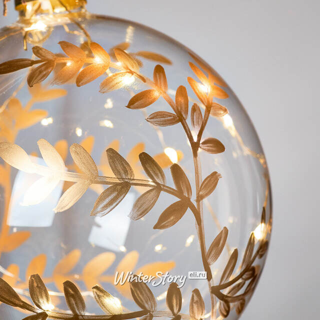 Декоративный подвесной светильник Шар Gold Leaf 14 см, 15 теплых белых LED ламп, на батарейках Peha