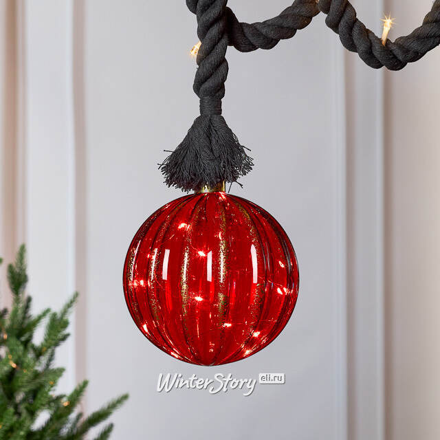 Декоративный подвесной светильник Шар Maniago 14 см, 15 теплых белых LED ламп, на батарейках Peha