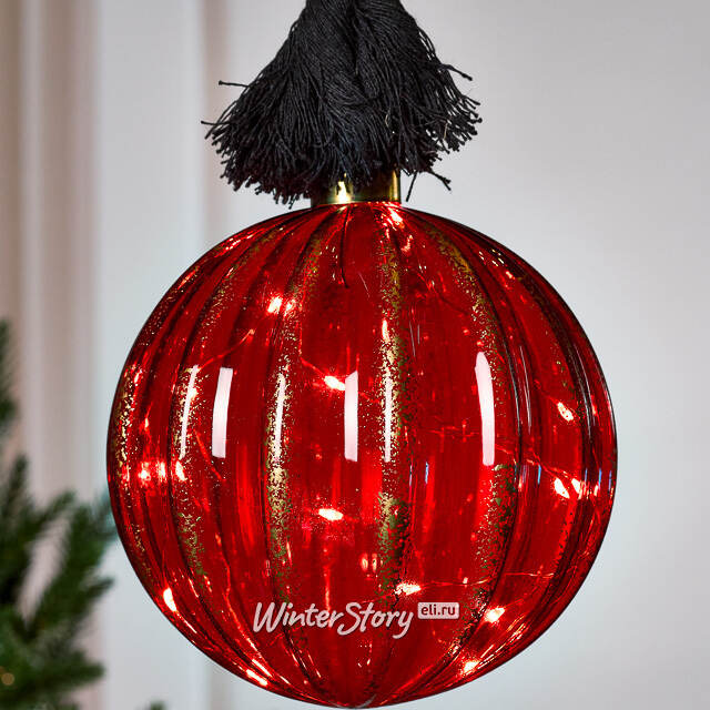 Декоративный подвесной светильник Шар Maniago 14 см, 15 теплых белых LED ламп, на батарейках Peha