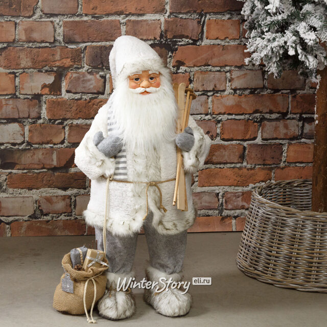 Большой Санта в овечьей шубе с подарками и лыжами 81 см Peha