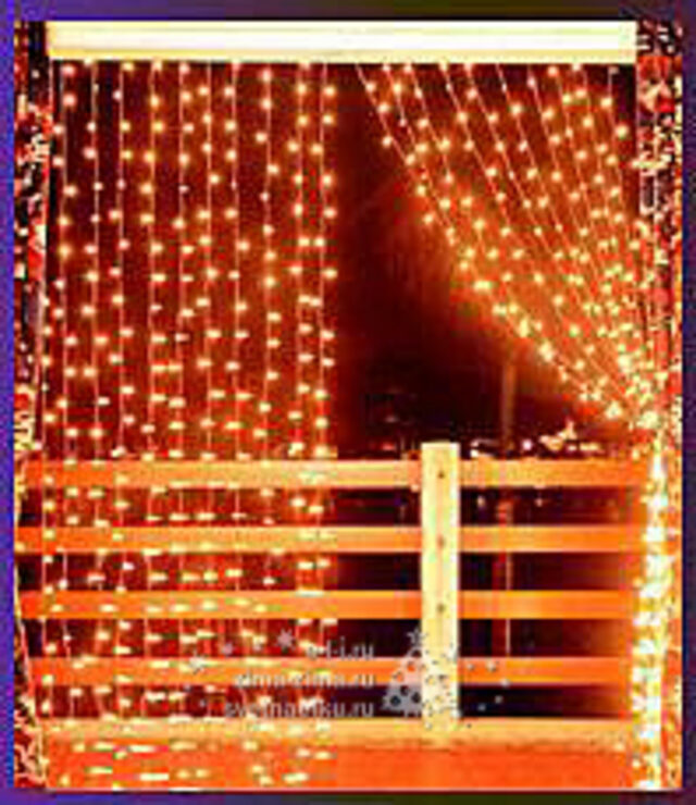 Световой дождь 2.5*6 м, 1425 теплых белых микроламп, зеленый ПВХ, соединяемый, IP54 Торг Хаус