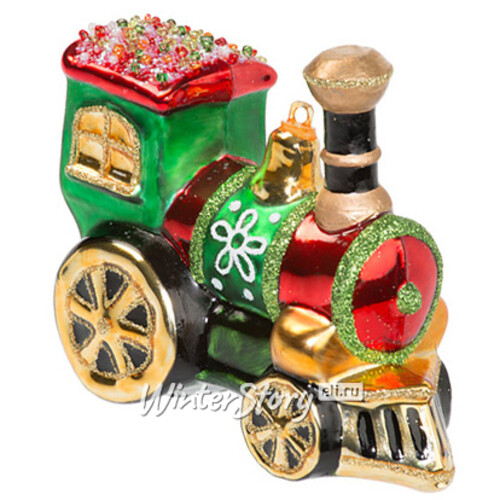Стеклянная елочная игрушка Паровозик из Ромашково 10 см, подвеска Holiday Classics