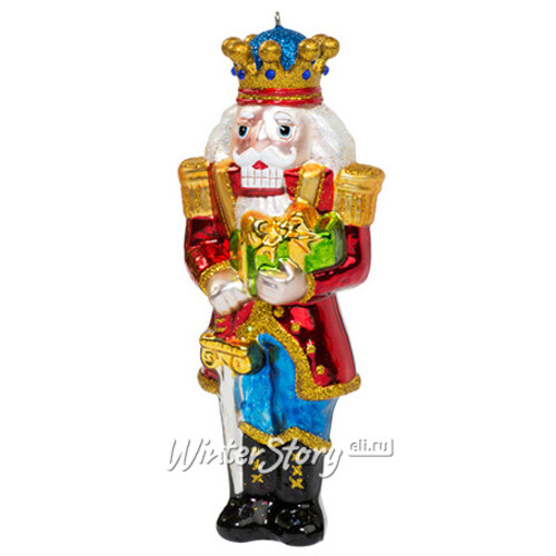 Стеклянная елочная игрушка Принц - Щелкунчик в красном мундире 15 см, подвеска Holiday Classics
