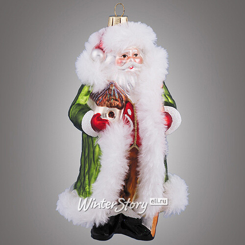 Стеклянная елочная игрушка Дед Мороз со скворечником 14 см, подвеска Holiday Classics
