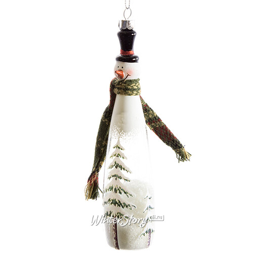 Стеклянная елочная игрушка Снеговик - Лесовик с елочками 17 см, подвеска Holiday Classics