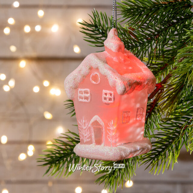 Светящаяся елочная игрушка Коттедж на батарейке 6*6*10 см, подвеска Snowhouse
