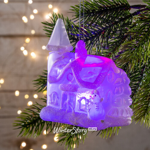 Светящаяся елочная игрушка Домик с Башней на батарейке 10*7*11 см, подвеска Snowhouse