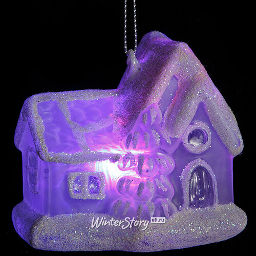 Светящаяся елочная игрушка Домик с Елочкой на батарейке 7.5*5*7.2 см, подвеска Snowhouse