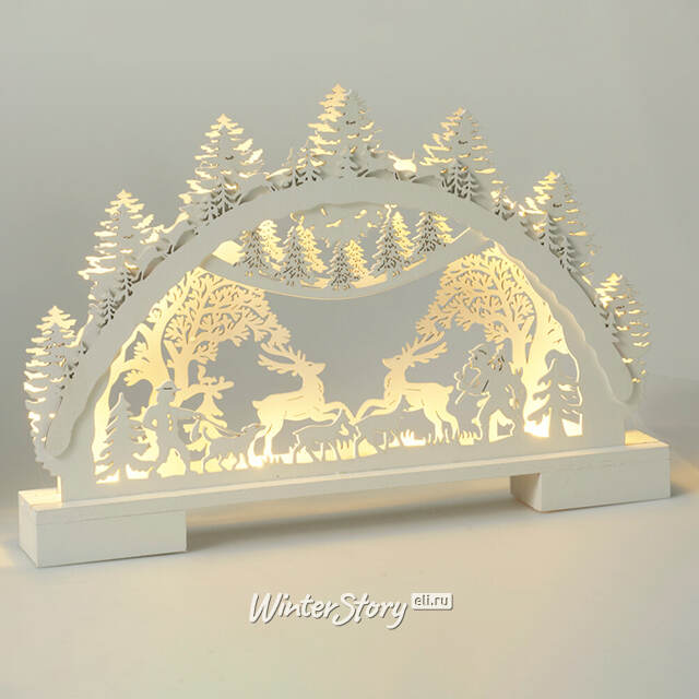 Новогодний светильник Горка Latimer- Garv 41*27 см белый, 10 теплых белых LED ламп, на батарейках Koopman