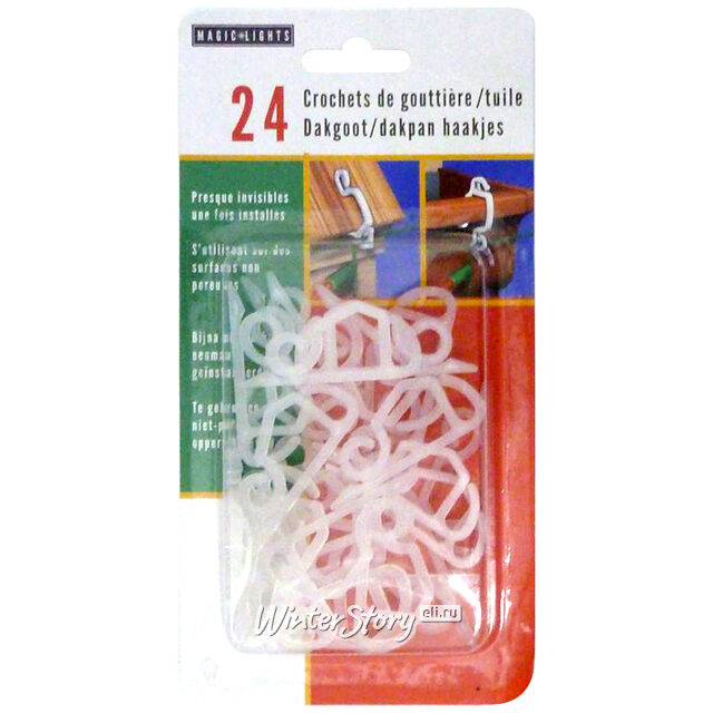 Крючки для крепления провода электрогирлянд на водосточной системе, 24 шт Peha