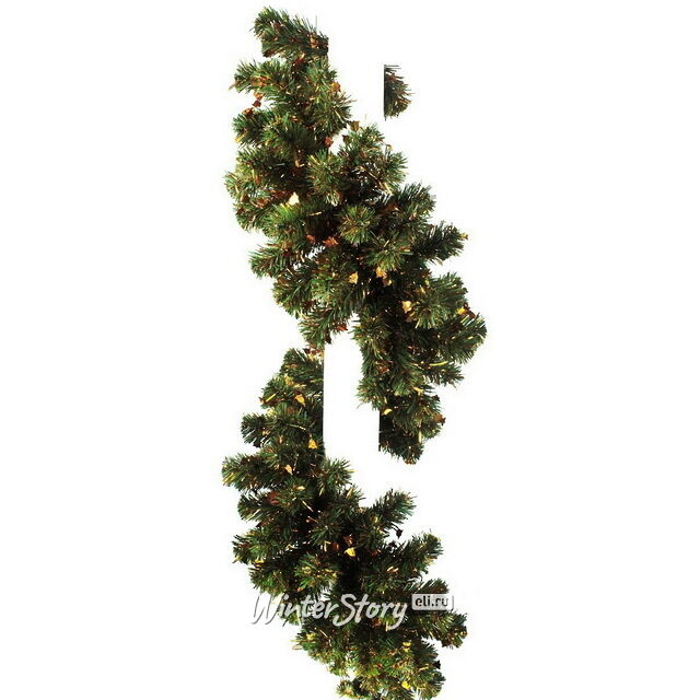 Хвойная гирлянда украшенная 270*23 см зелено-золотая, ПВХ MOROZCO