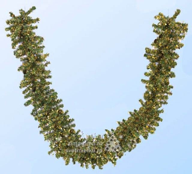 Гирлянда зеленая украшенная, 2.70м, d-23см