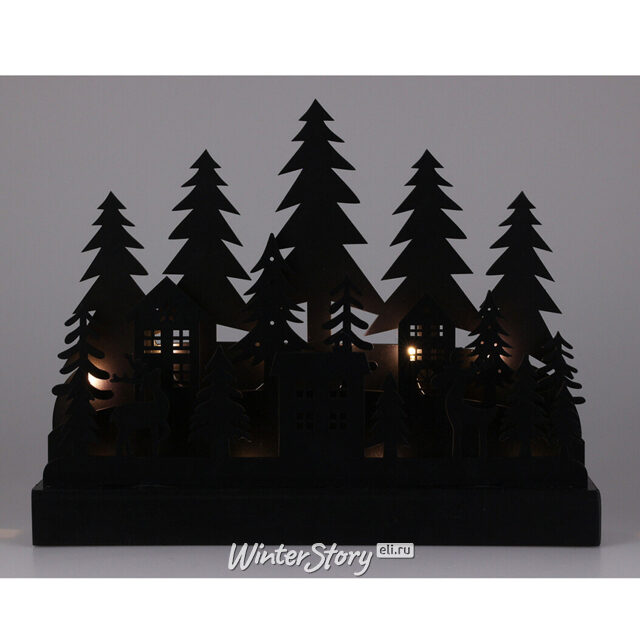 Новогодний светильник Ночь в лесах Тёнсберга 30*23 см, 10 теплых белых LED, на батарейках Koopman