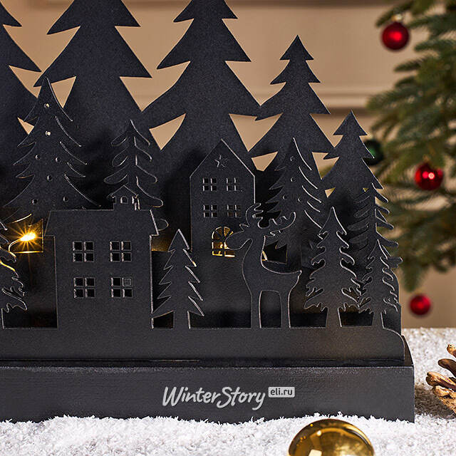 Новогодний светильник Ночь в лесах Тёнсберга 30*23 см, 10 теплых белых LED, на батарейках Koopman